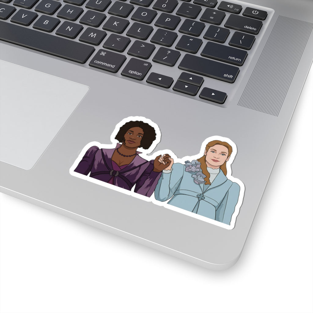Francesca & Michaela Stirling Holding Hands Cartoon Sticker