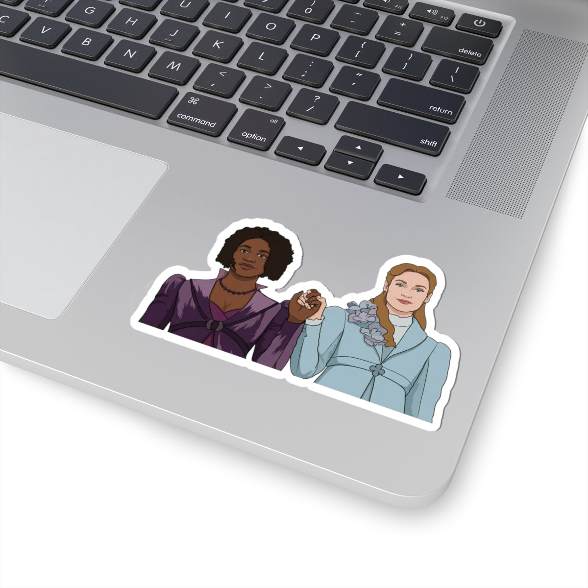 Francesca & Michaela Stirling Holding Hands Cartoon Sticker