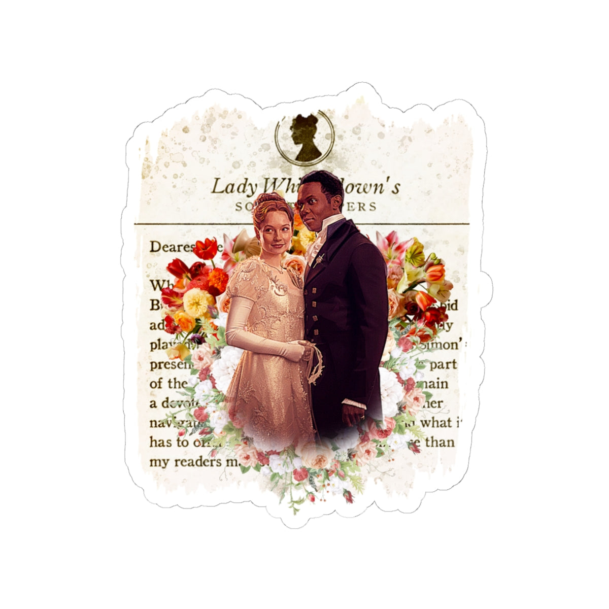 John Stirling & Francesca Bridgerton Stirling Lady Whistledown Society Papers Netflix Sticker