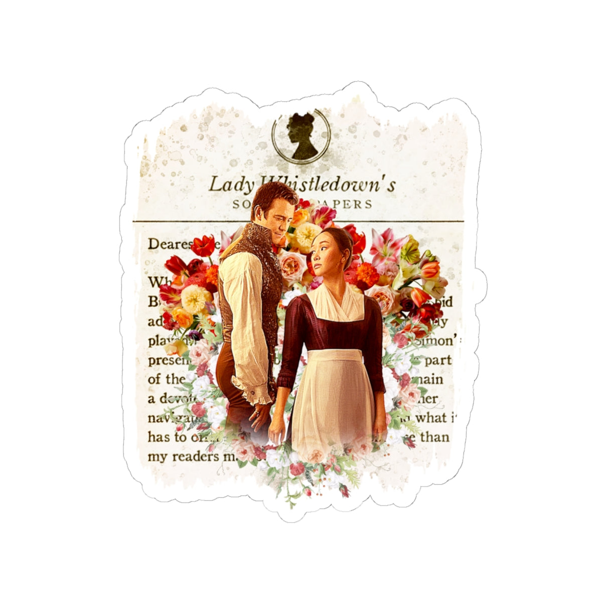 Benedict Bridgerton & Sophie Baek Maid Lady Whistledown Society Papers Netflix Sticker