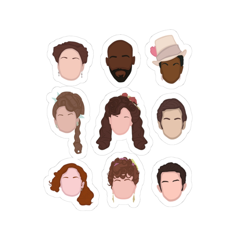 Bridgerton's Colin, Penelope, Anthony, Lady Danbury, Violet, Portia, Prudence, Philippa, Marcus Emoji Bridgerton Netflix Sticker