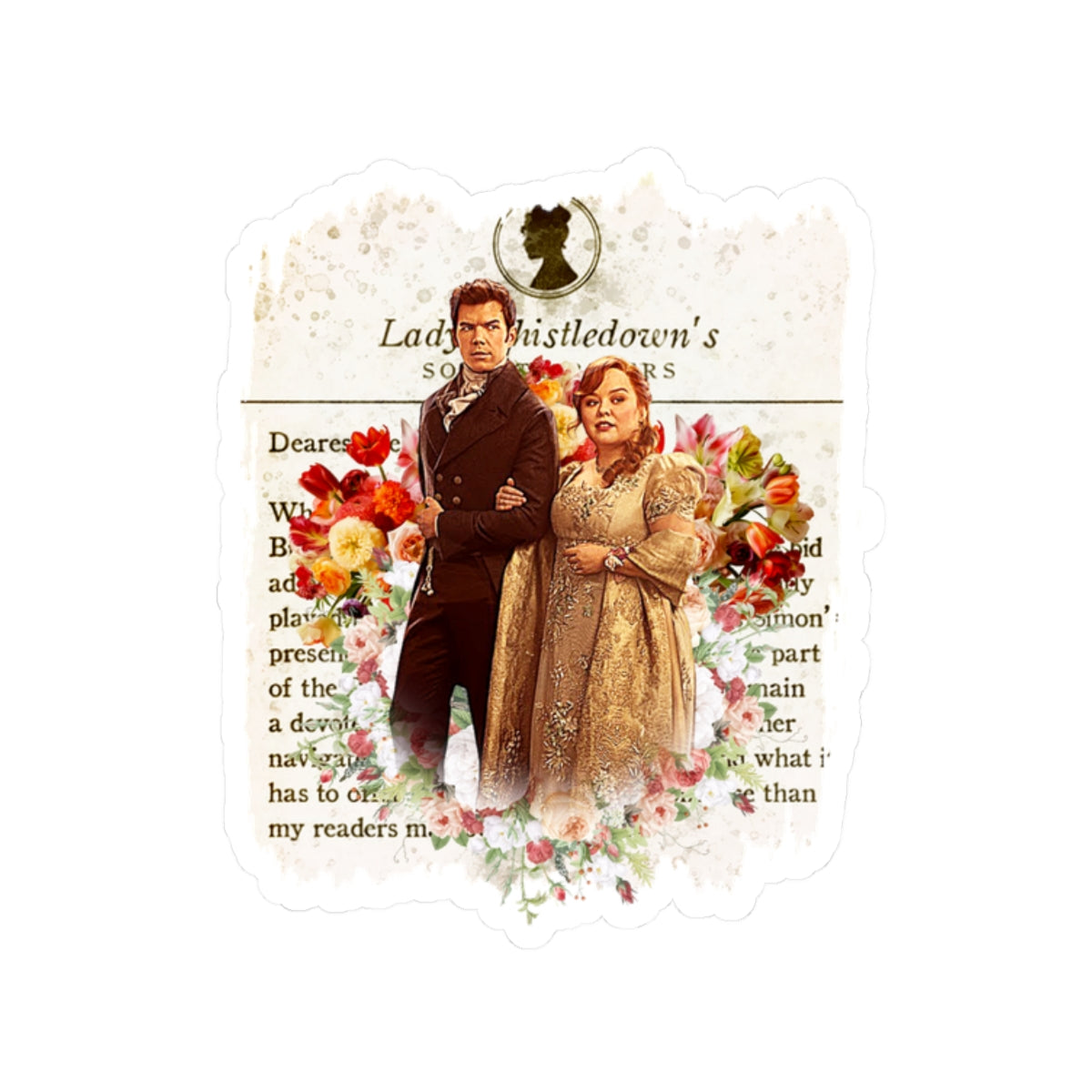 Colin Bridgerton & Penelope Bridgerton Lady Whistledown Society Papers Netflix Sticker