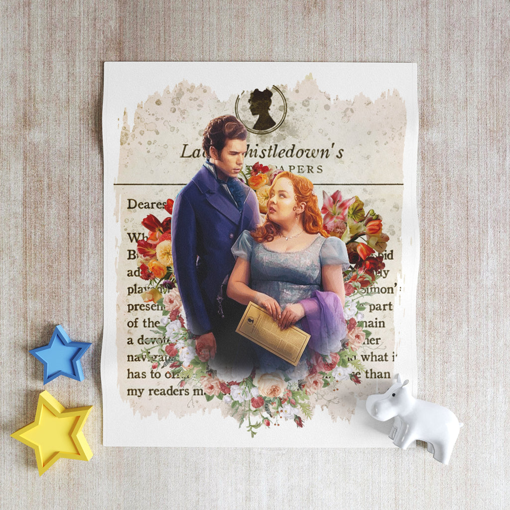 Colin Bridgerton & Penelope Featherington Lady Whistledown Society Papers Netflix Throw Blanket