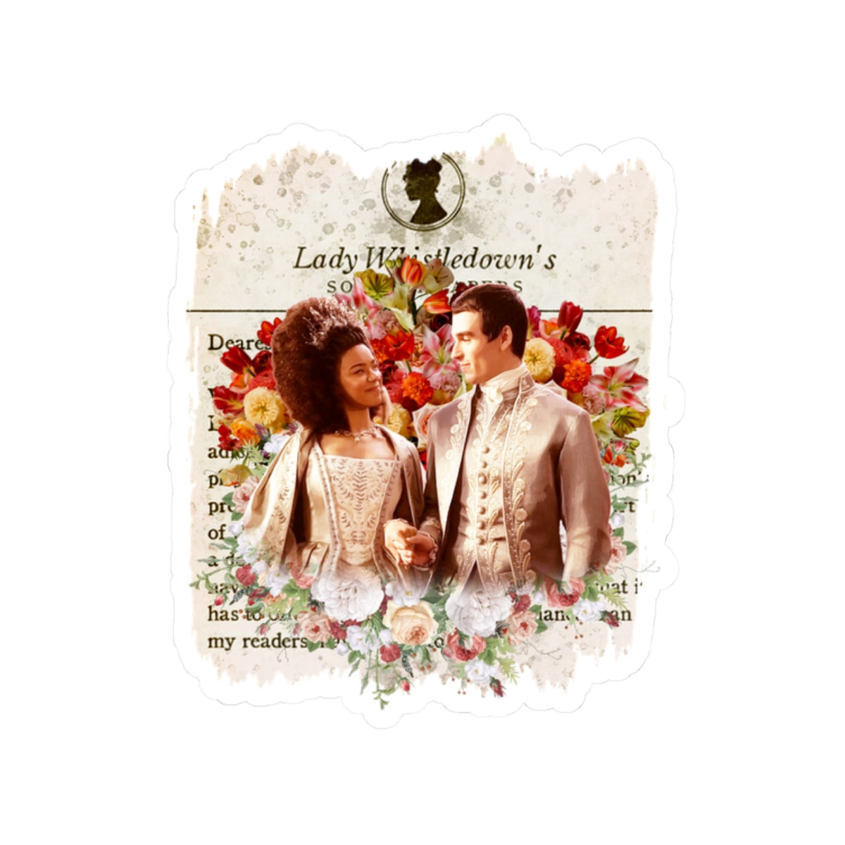 Young Queen Charlotte & King George Lady Whistledown Society Papers Netflix Sticker