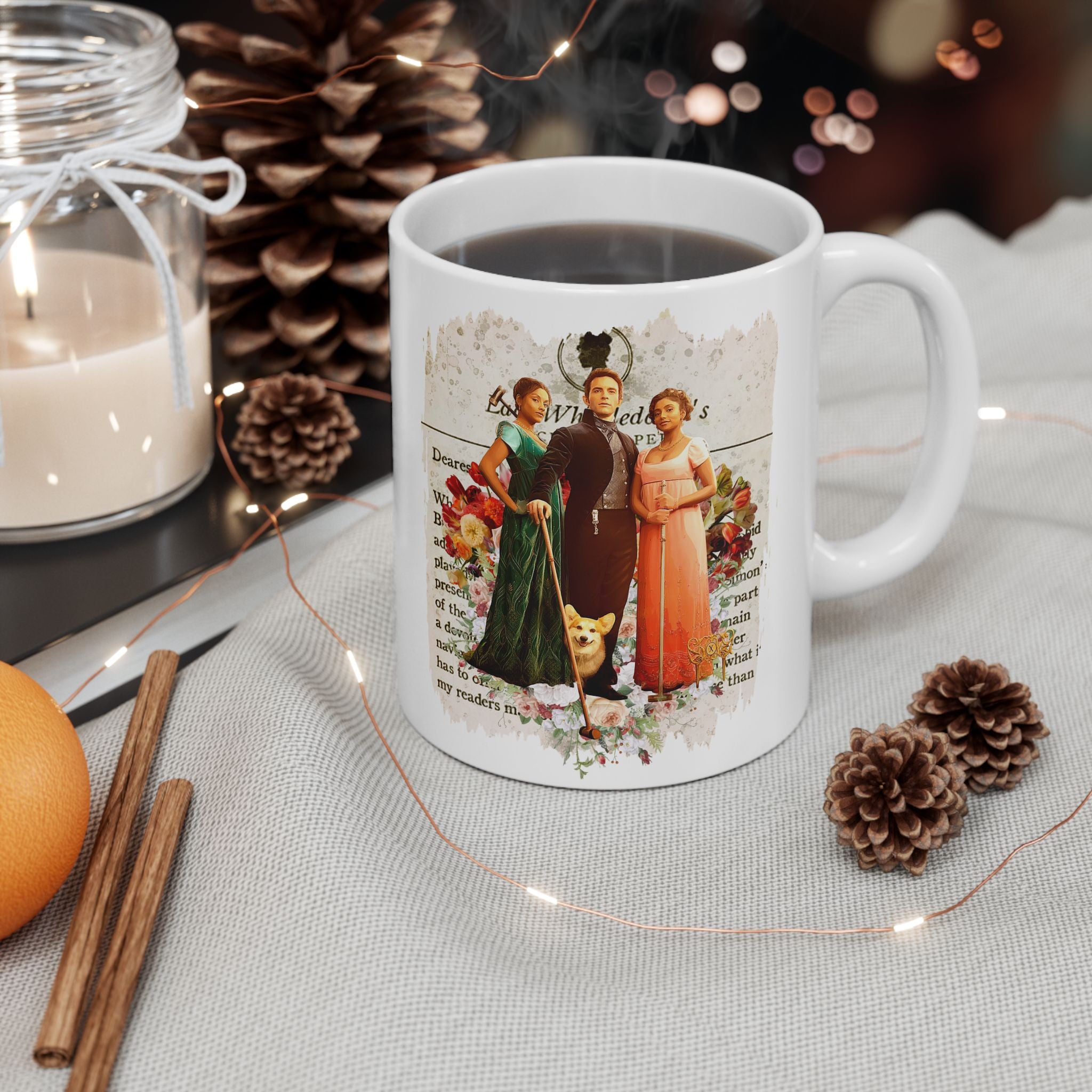 Anthony Bridgerton, Kate & Edwina Sharma & Newton Lady Whistledown Society Papers Netflix Mug