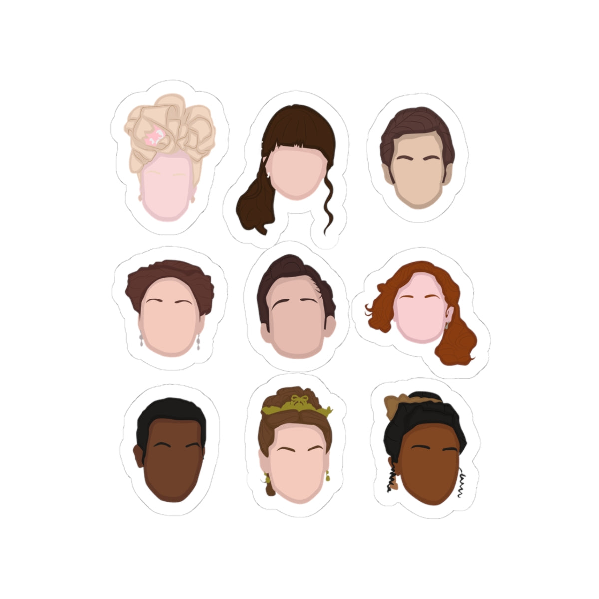 Bridgerton's Colin, Penelope, Eloise, Benedict, Francesca, Violet, John, Cressida, Prudence, Michaela Emoji  Bridgerton Netflix Sticker