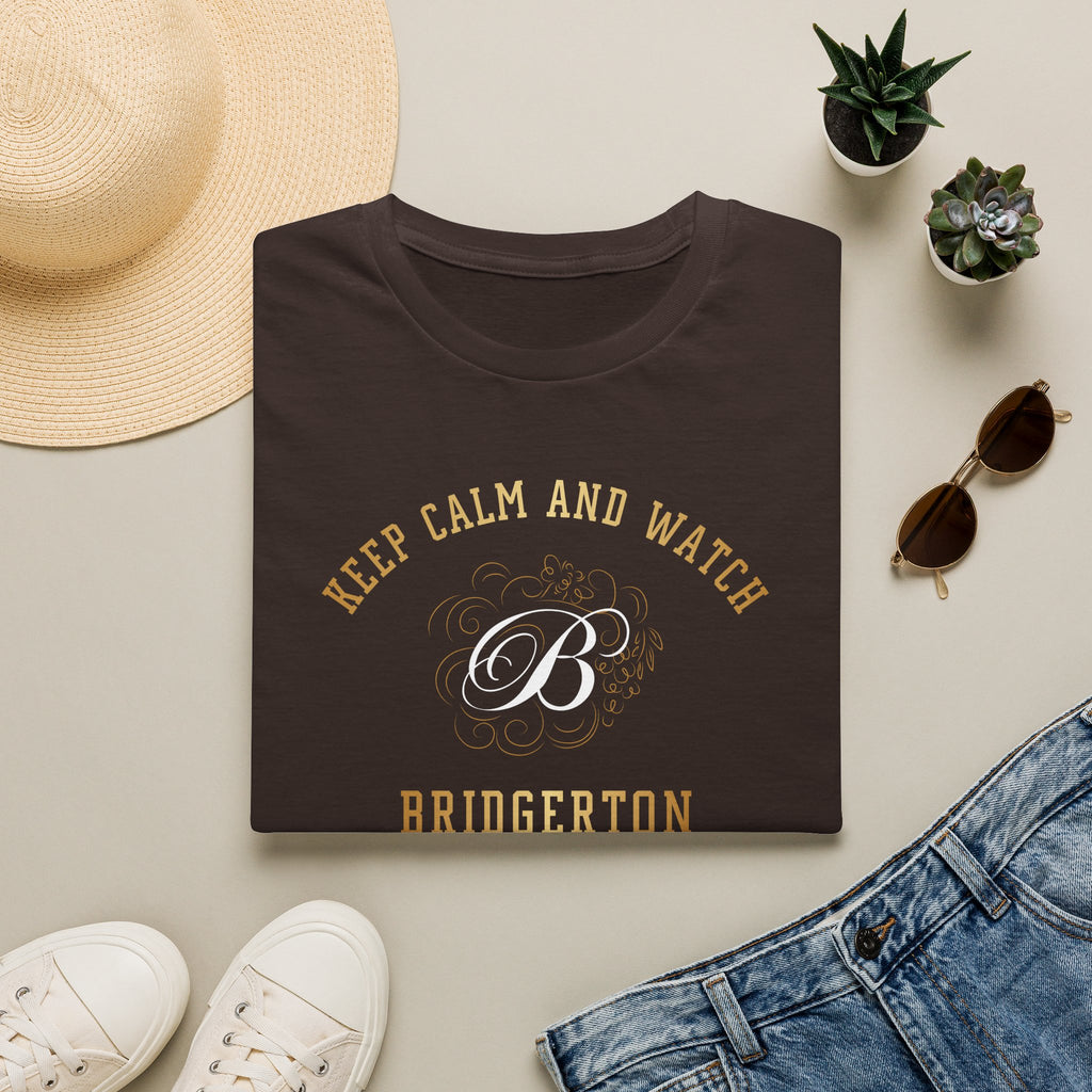 Keep Calm And Watch Brigderton Netflix Cute Gold T-Shirt
