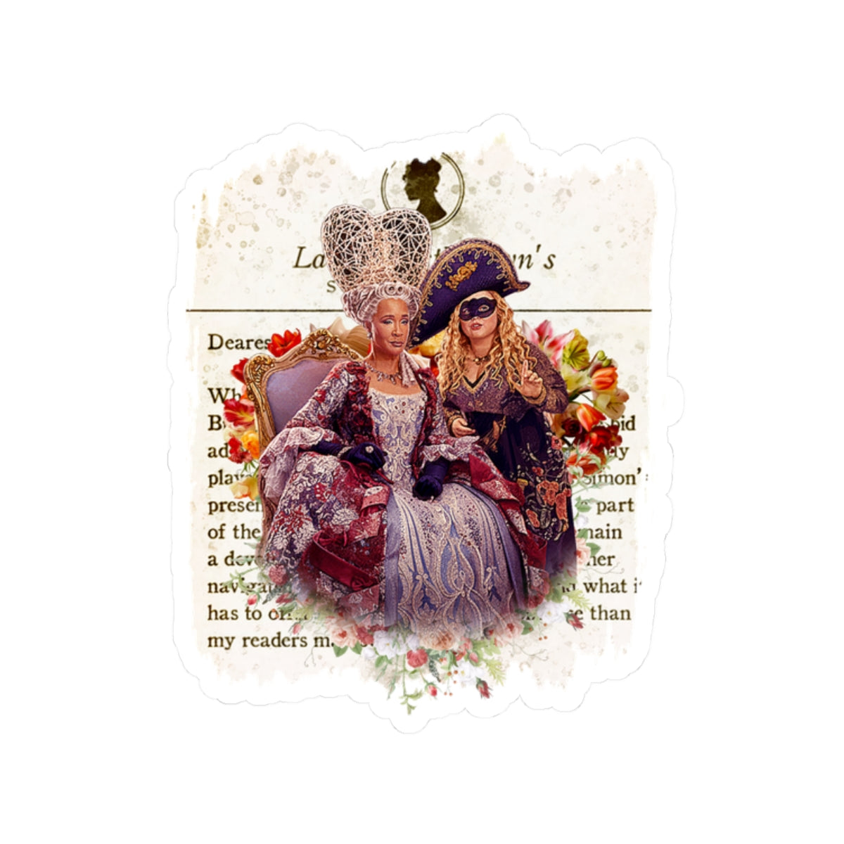 Queen Charlotte & Penelope Bridgerton Lady Whistledown Society Papers Netflix Sticker