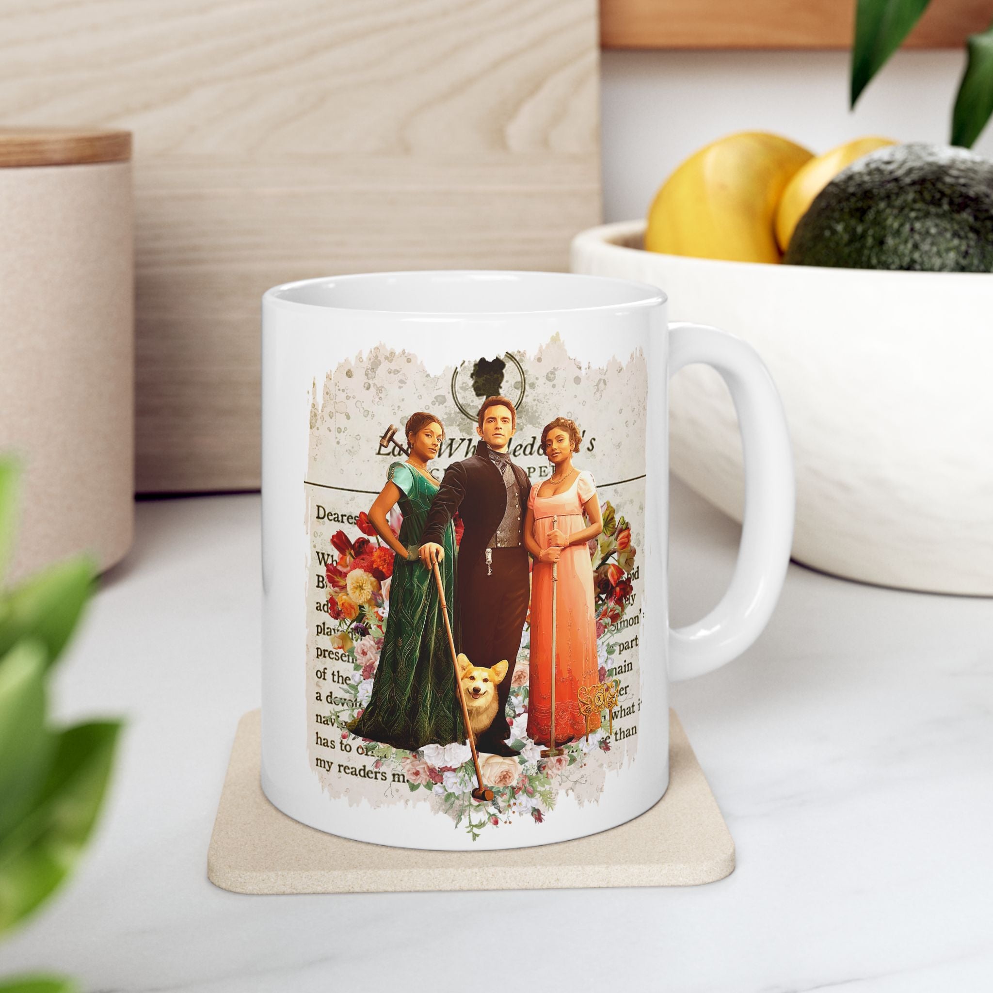 Anthony Bridgerton, Kate & Edwina Sharma & Newton Lady Whistledown Society Papers Netflix Mug