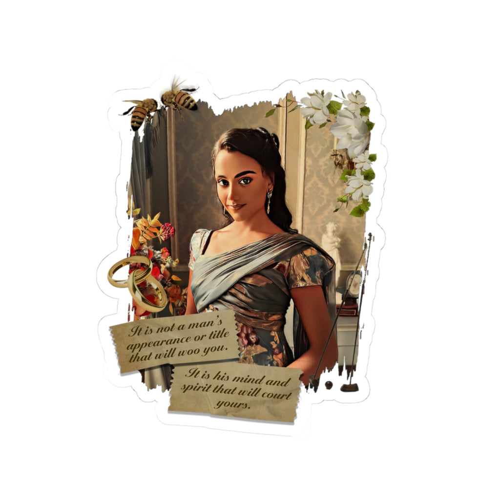 It's Not A Man's Appearance Kate Bridgerton Saree Draping Portrait Sticker