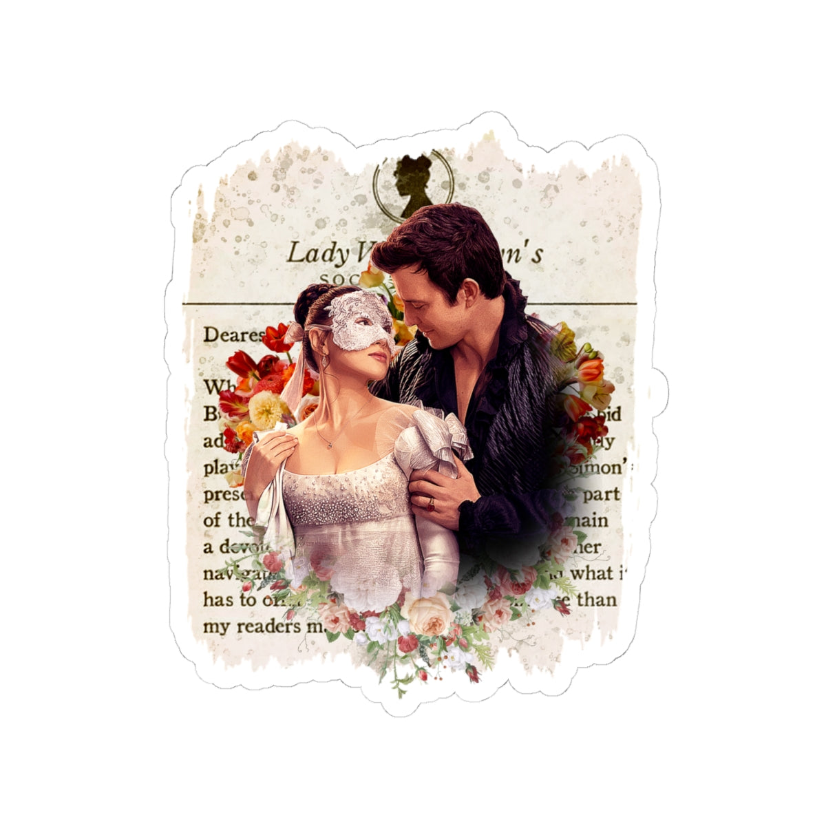 Benedict Bridgerton & The Lady In Silver Sophie Baek Lady Whistledown Society Papers Netflix Sticker