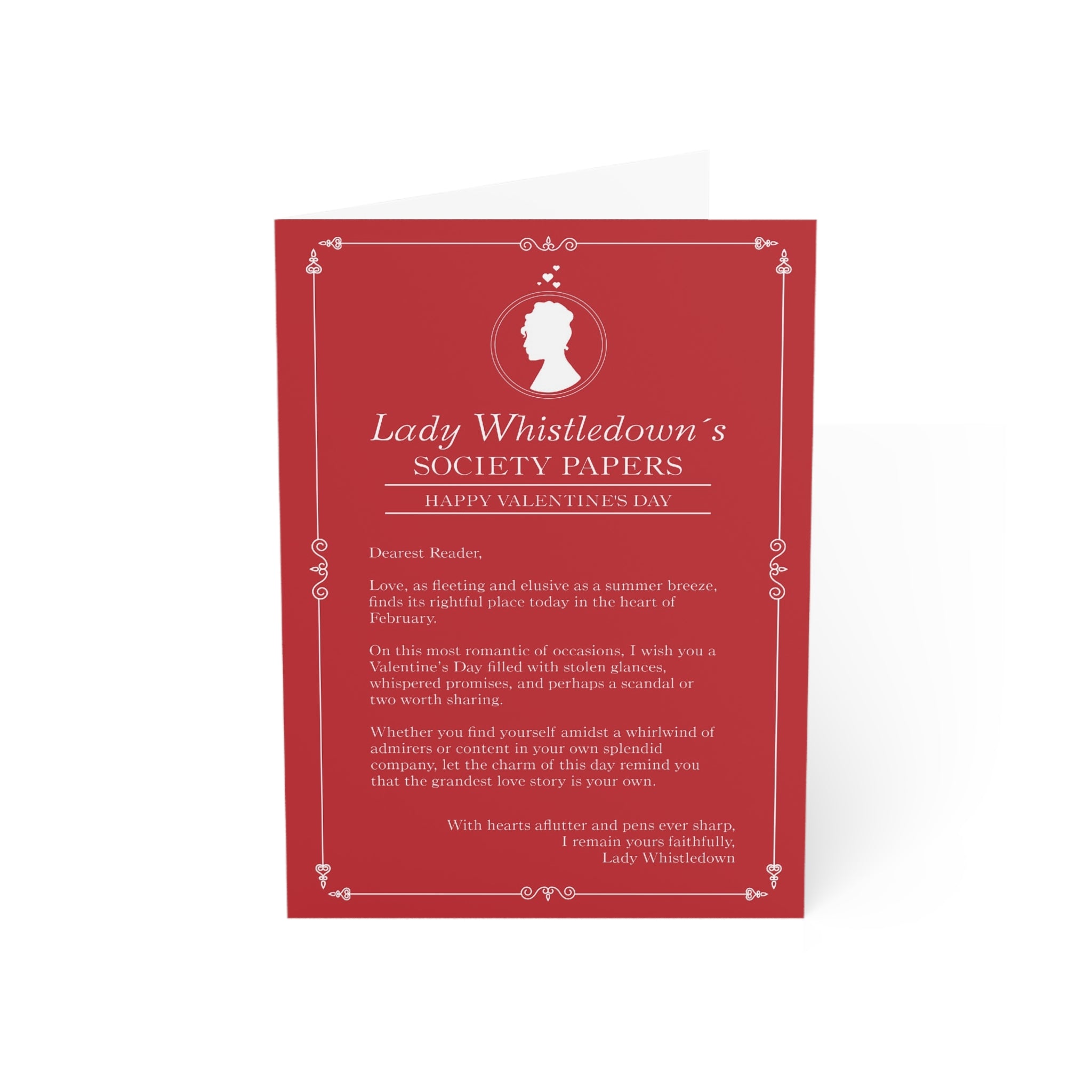 Lady Whistledown Happy Valentine's Day Red Bridgerton Netflix Greeting Card