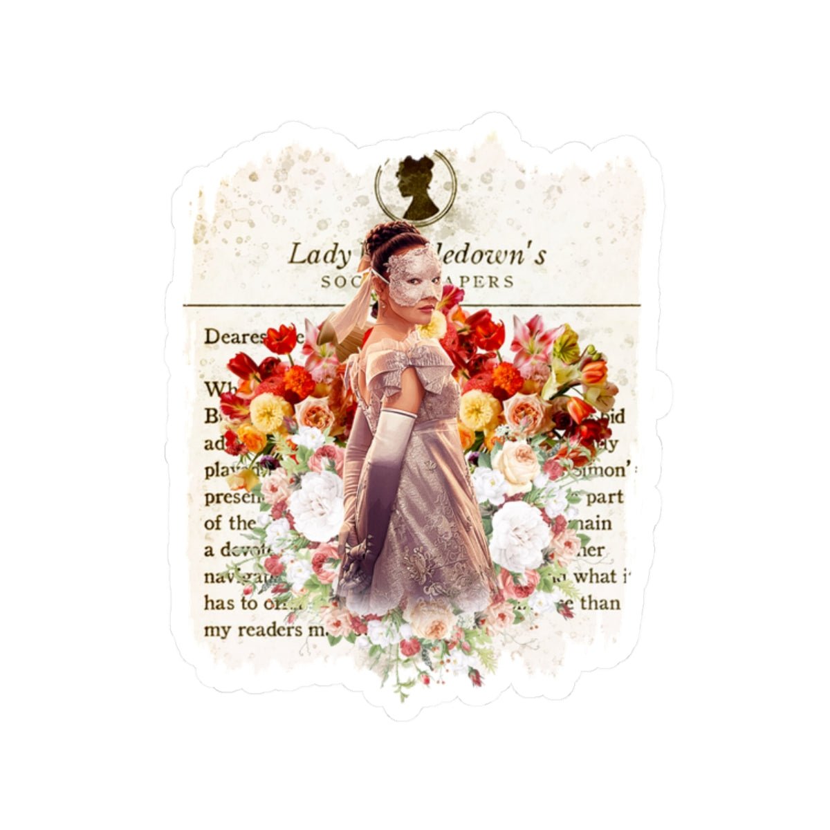 Sophie Baek Lady In Silver Masquerade Ball Lady Whistledown Society Papers Netflix Sticker