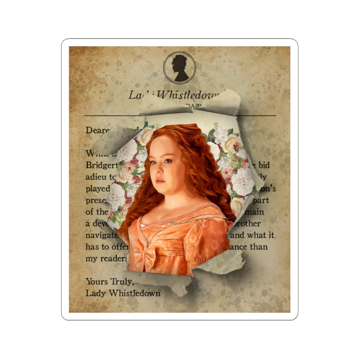 Lady Whistledown Society Papers Penenlope Featherington Bridgerton Netflix Sticker