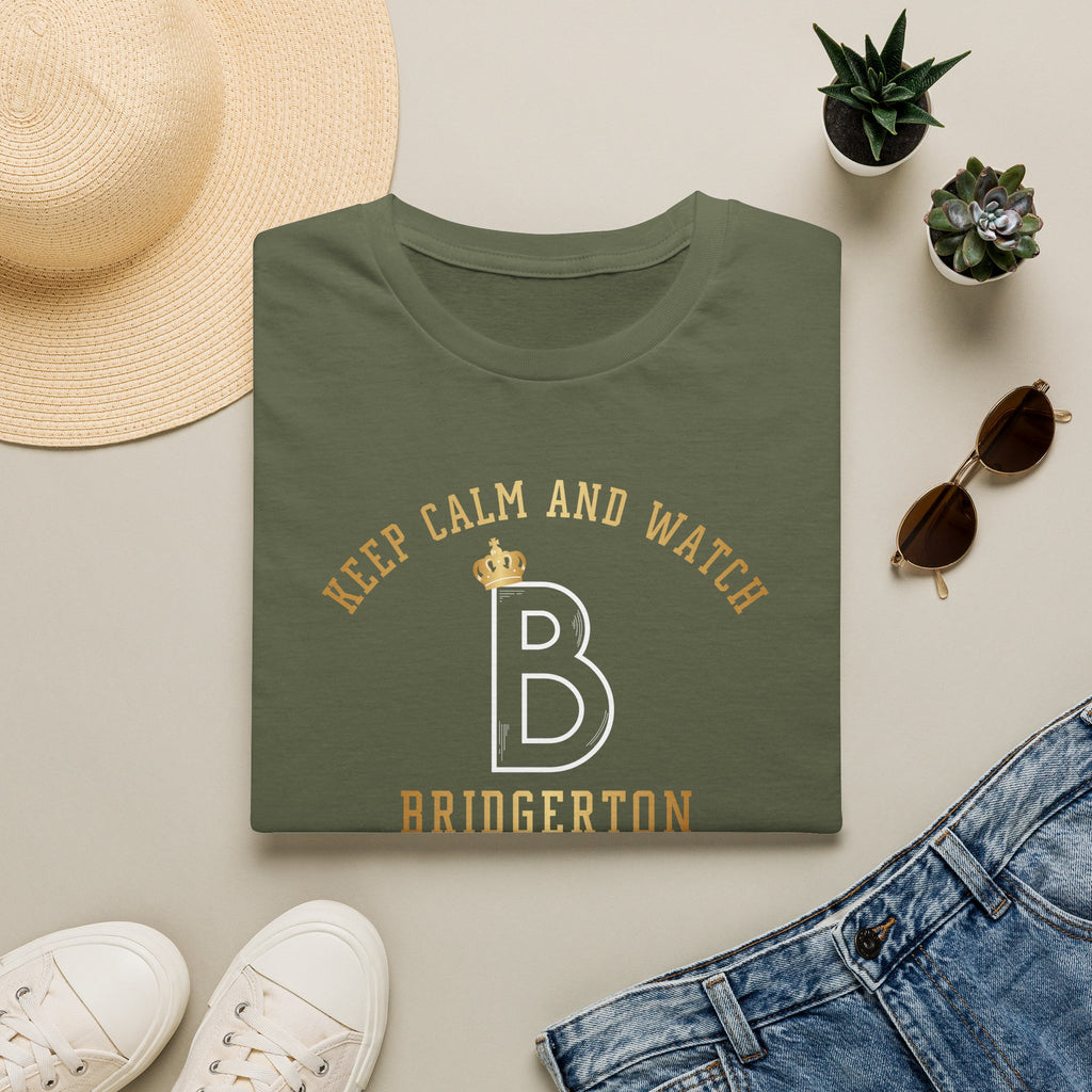 Gold Keep Calm And Watch Bridgerton Netflix Cute T-Shirt