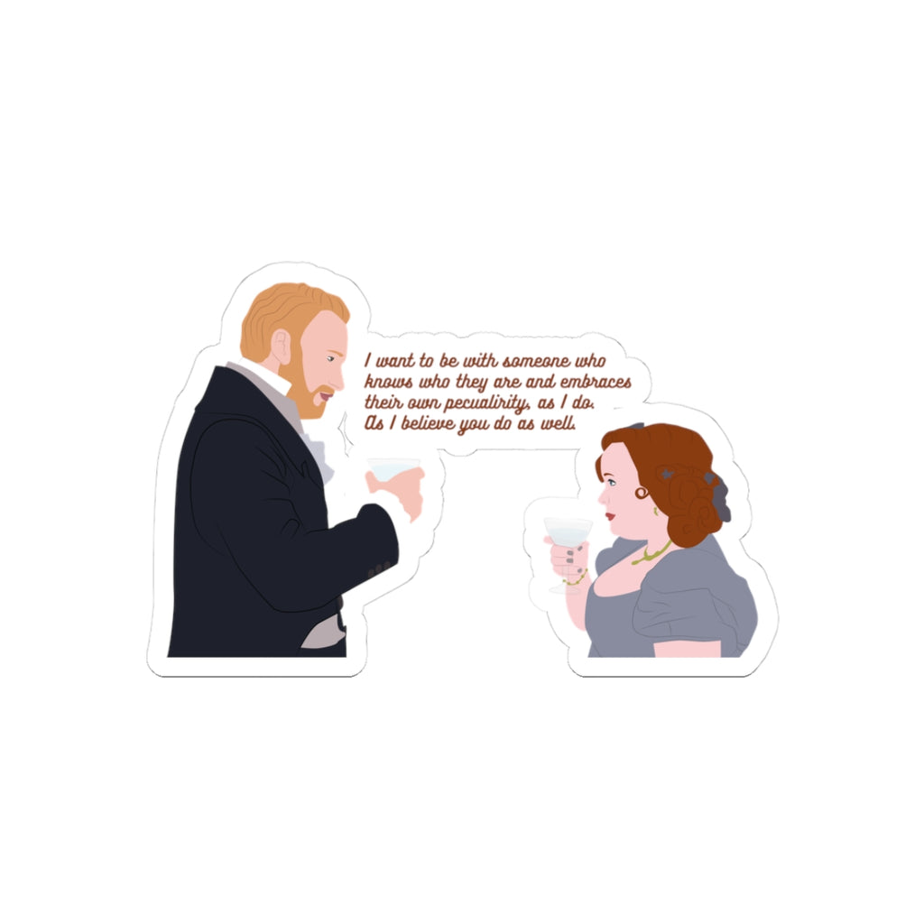 I Want To Be With Someone Who Knows Who They Are Penelope Featherington & Lord Debling  Bridgerton Netflix Sticker