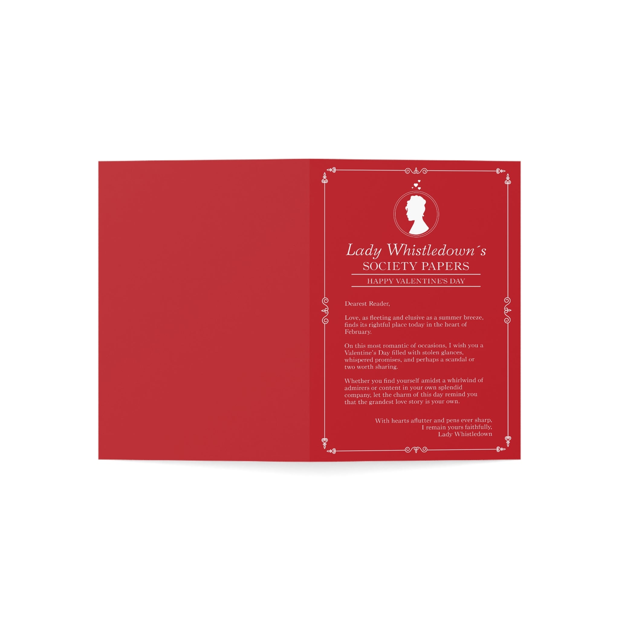 Lady Whistledown Happy Valentine's Day Red Bridgerton Netflix Greeting Card
