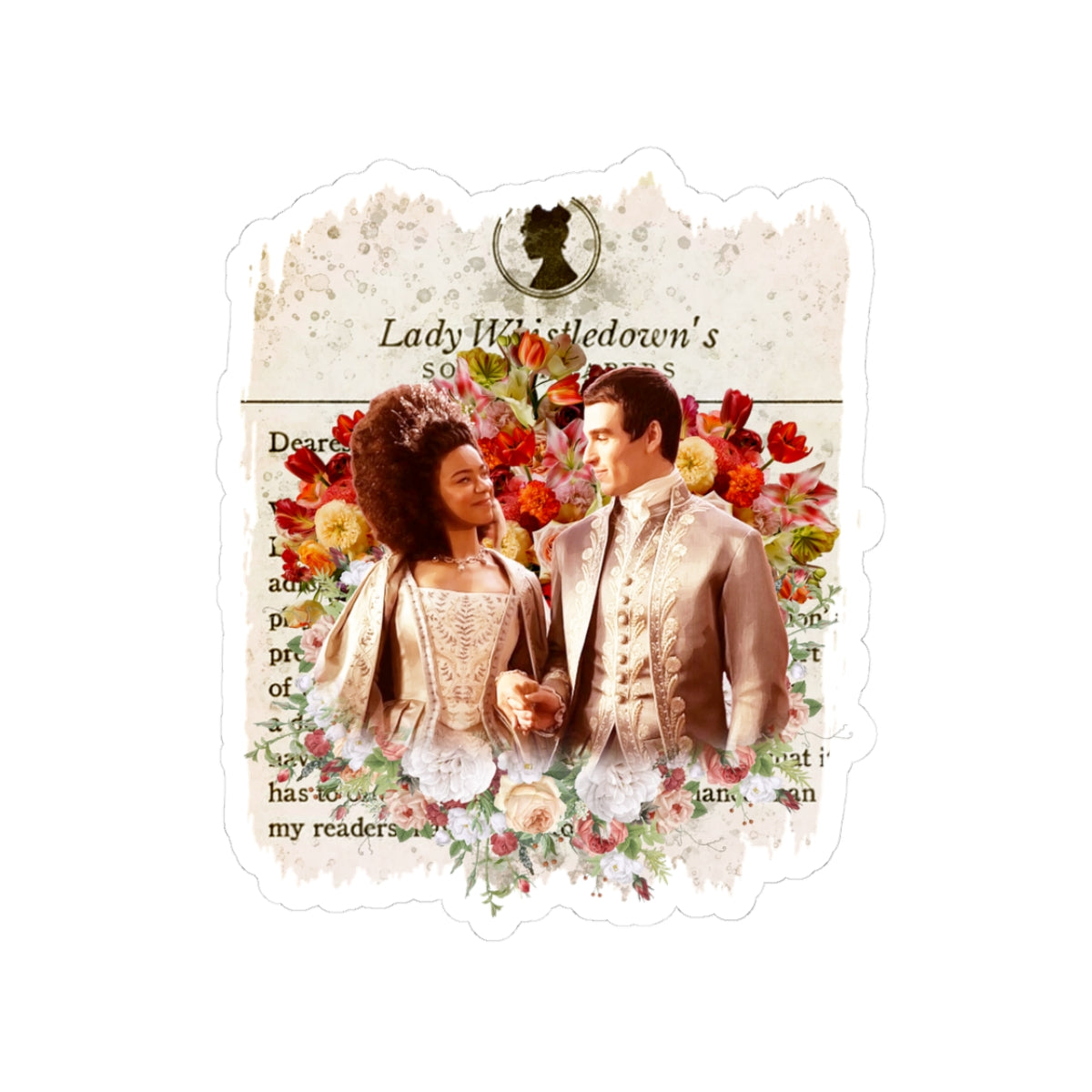 Young Queen Charlotte & King George Lady Whistledown Society Papers Netflix Sticker