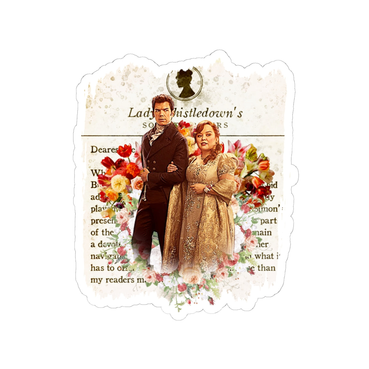 Colin Bridgerton & Penelope Bridgerton Lady Whistledown Society Papers Netflix Sticker