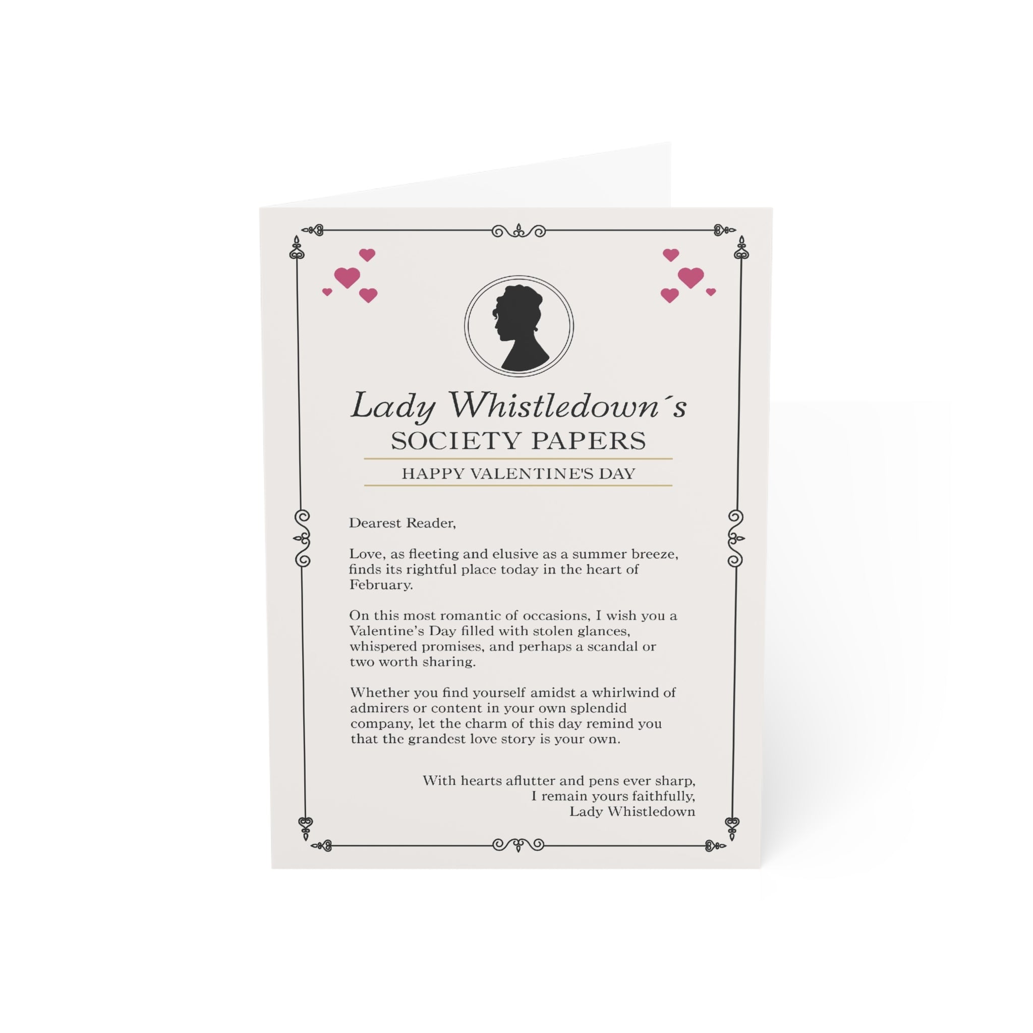 Lady Whistledown Happy Valentine's Day Hearts Bridgerton Netflix Greeting Card