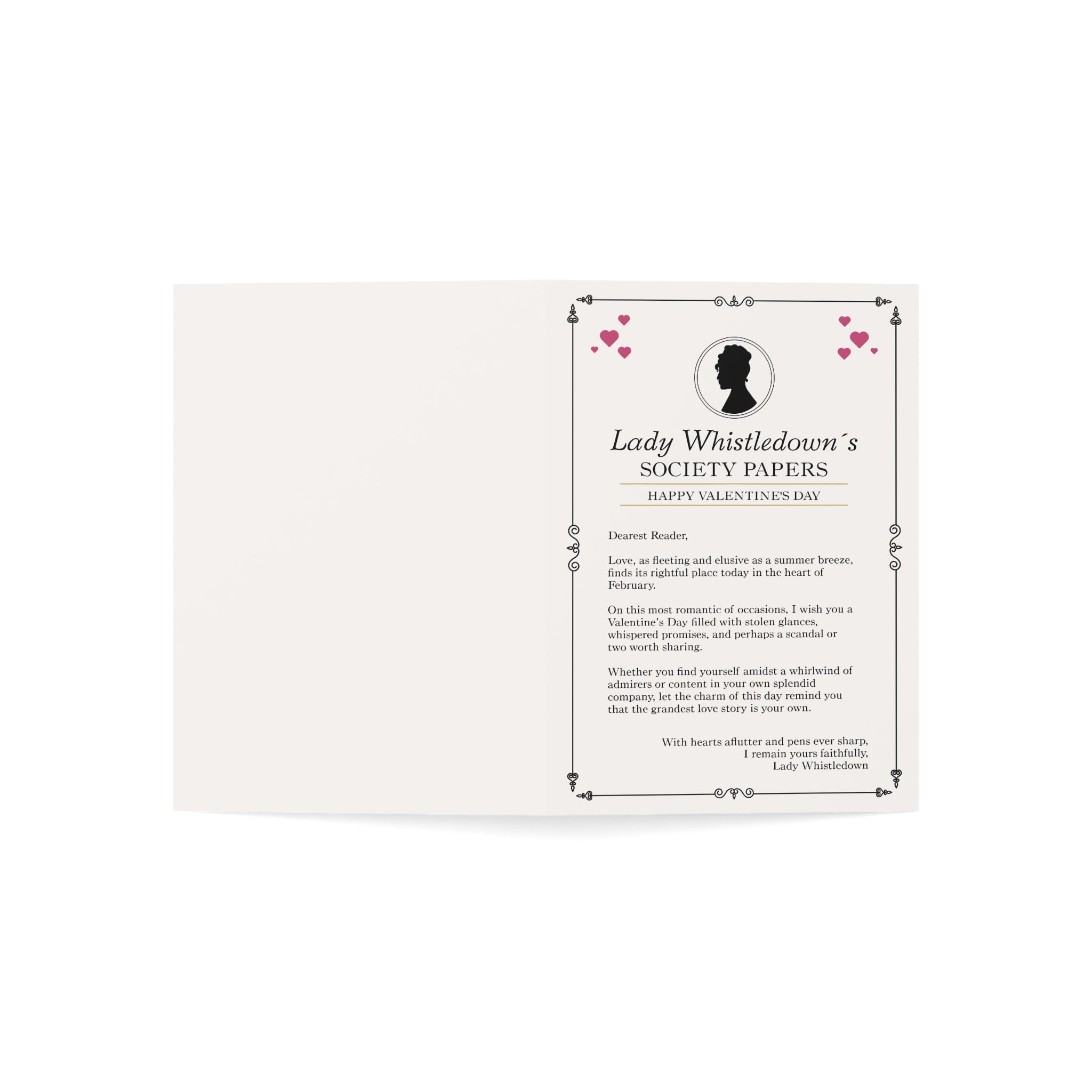 Lady Whistledown Happy Valentine's Day Hearts Bridgerton Netflix Greeting Card