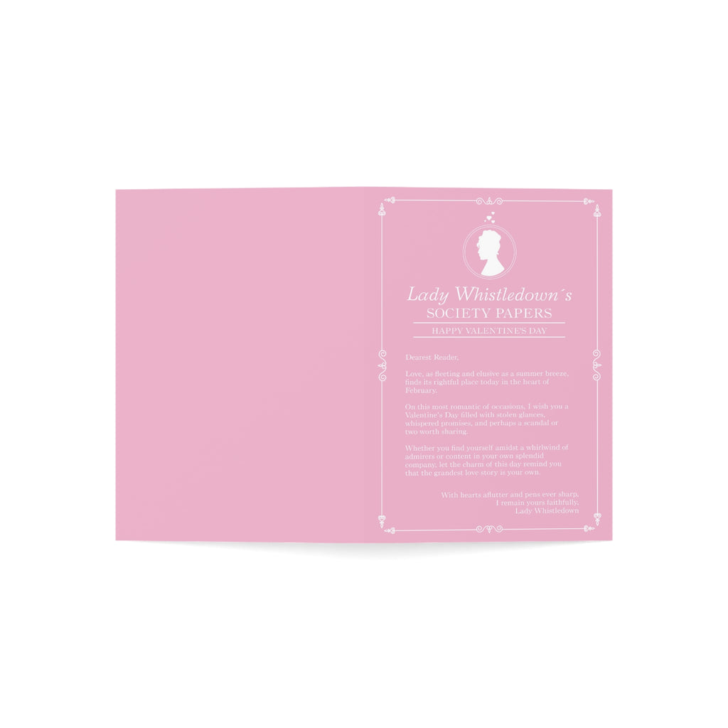 Lady Whistledown Happy Valentine's Day Pink Bridgerton Netflix Greeting Card