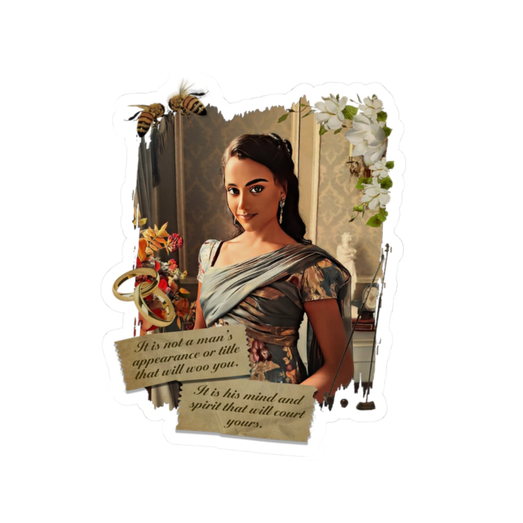 It's Not A Man's Appearance Kate Bridgerton Saree Draping Portrait Sticker