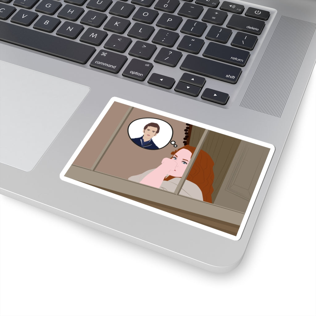 Penelope Feathering Colin Window Bridgeton Netflix Sticker