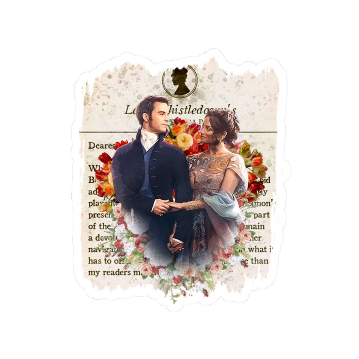 Anthony Bridgerton & Kate Bridgerton Lady Whistledown Society Papers Netflix Sticker