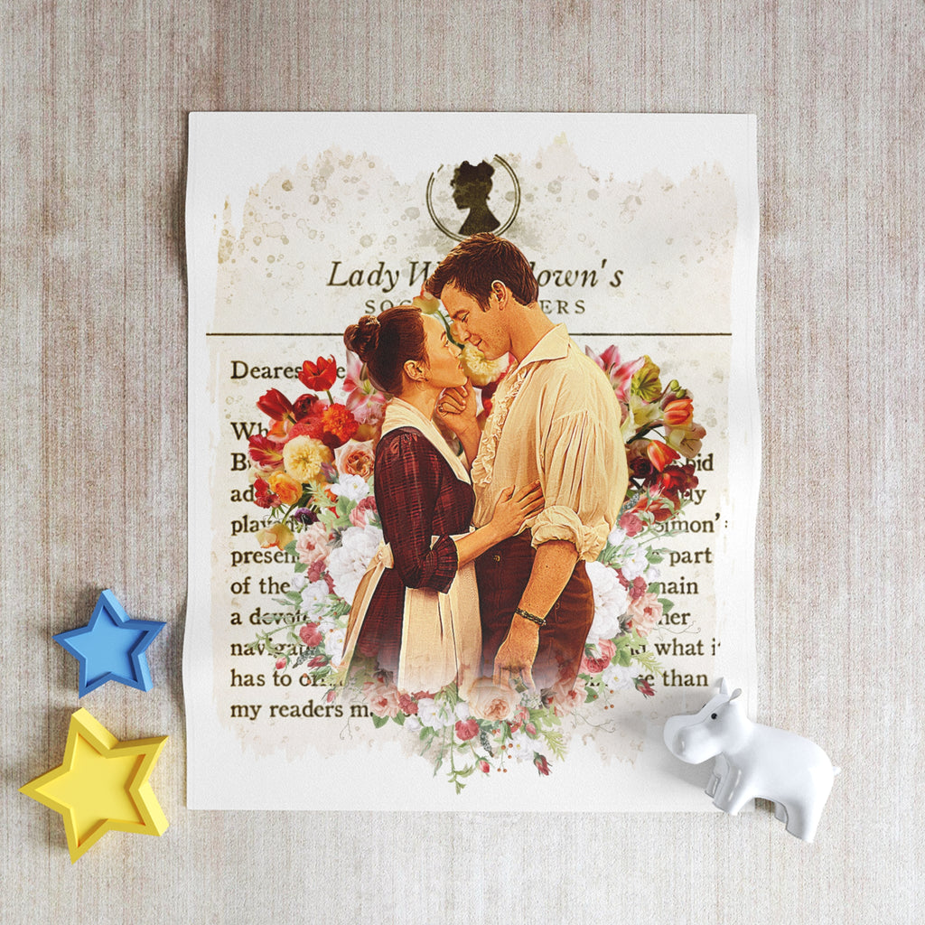 Benedict Bridgerton & Maid Sophie Baek Lady Whistledown Society Papers Netflix Throw Blanket