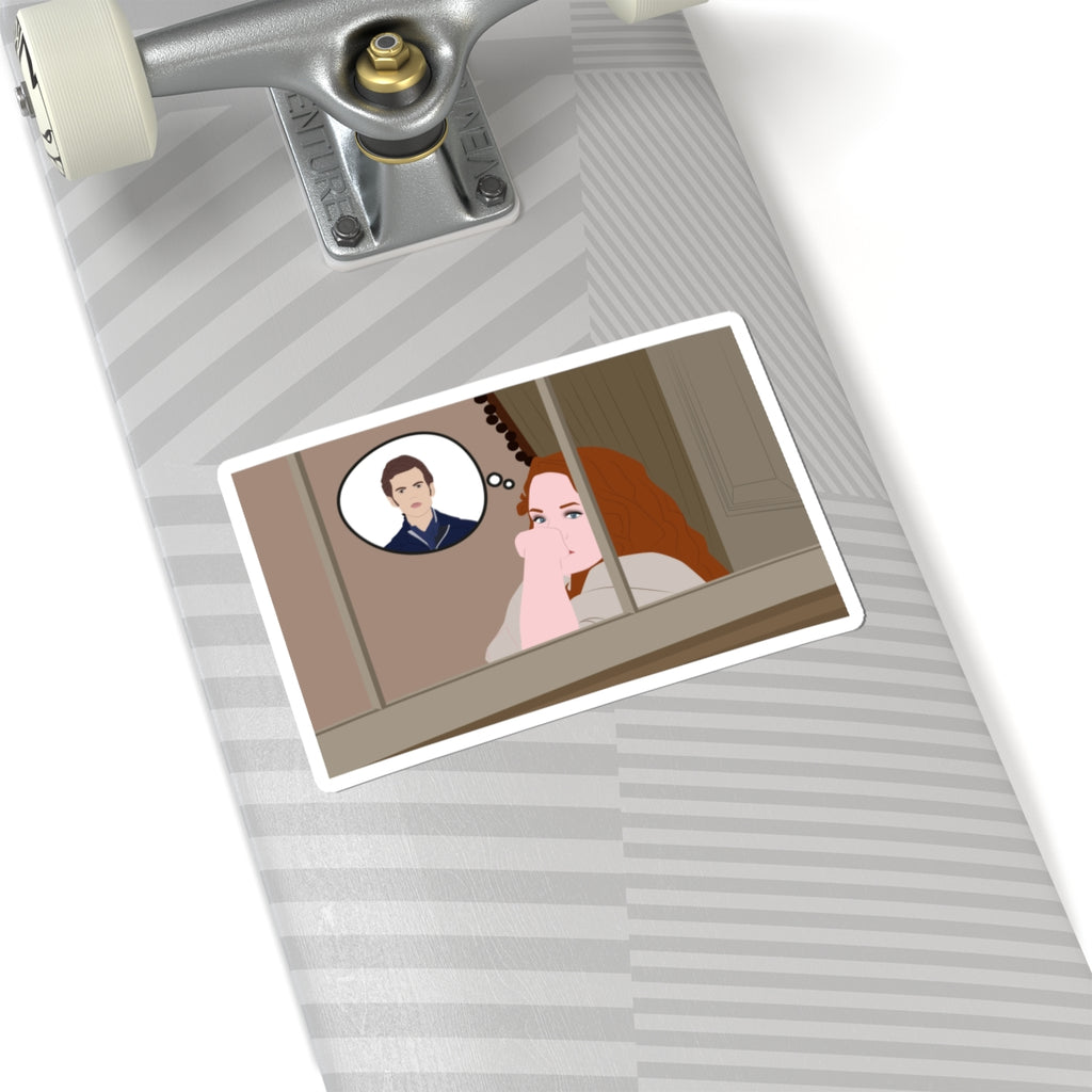 Penelope Feathering Colin Window Bridgeton Netflix Sticker
