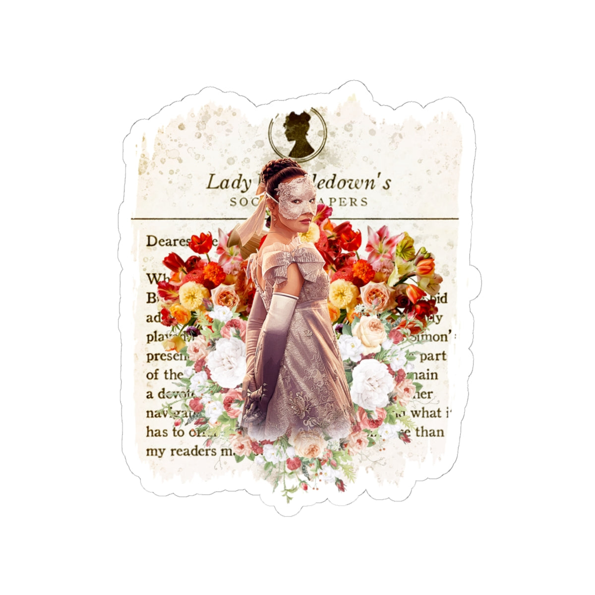 Sophie Baek Lady In Silver Masquerade Ball Lady Whistledown Society Papers Netflix Sticker