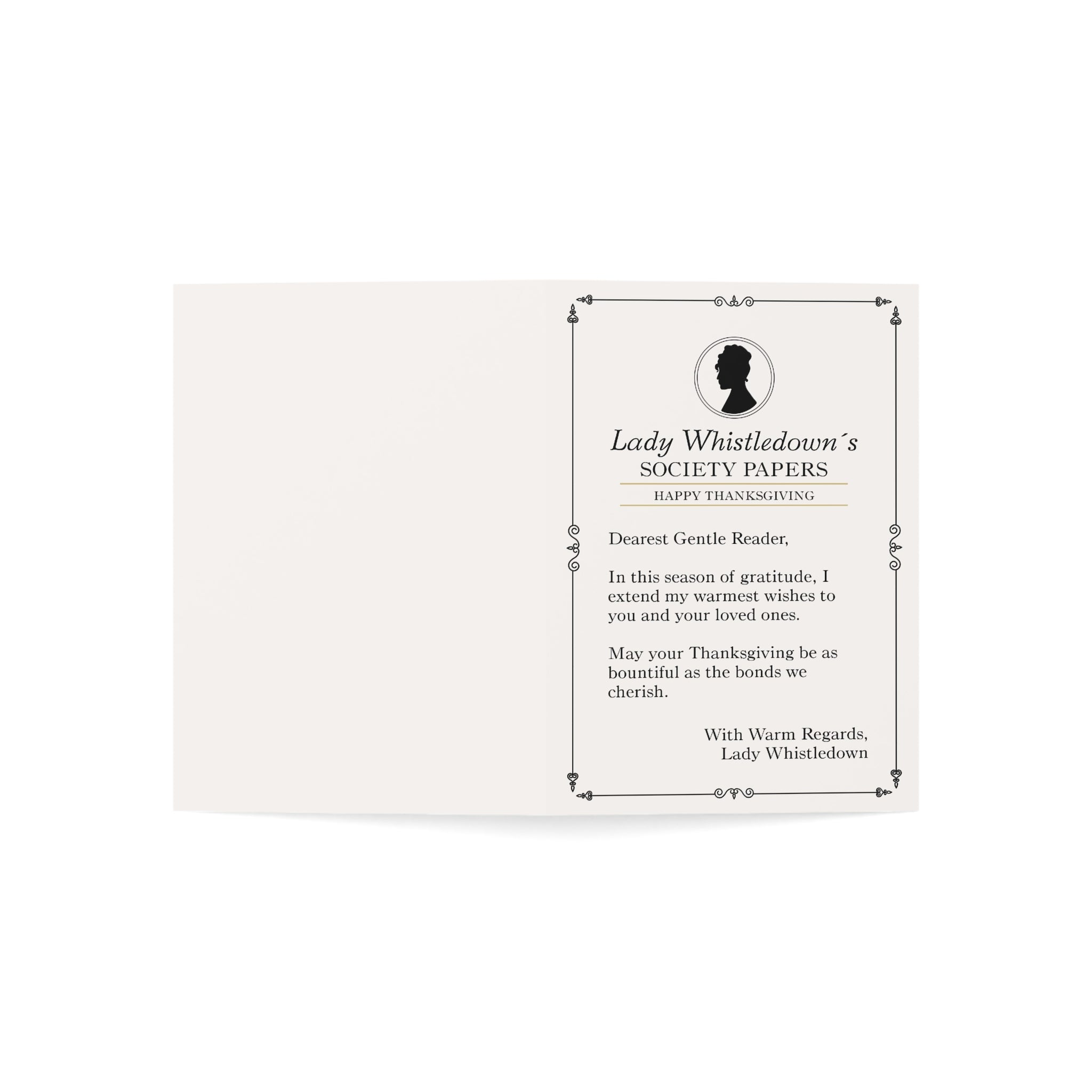 Lady Whistledown Happy Thanksgiving Wishes Bridgerton Netflix Greeting Card