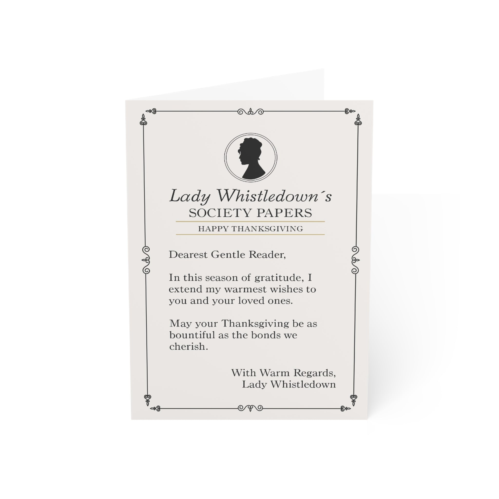 Lady Whistledown Happy Thanksgiving Wishes Bridgerton Netflix Greeting Card