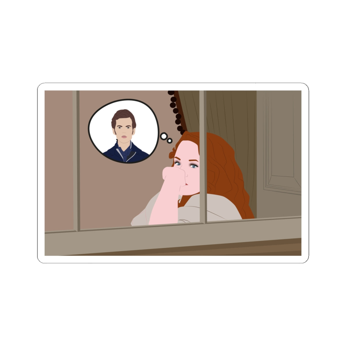 Penelope Feathering Colin Window Bridgeton Netflix Sticker
