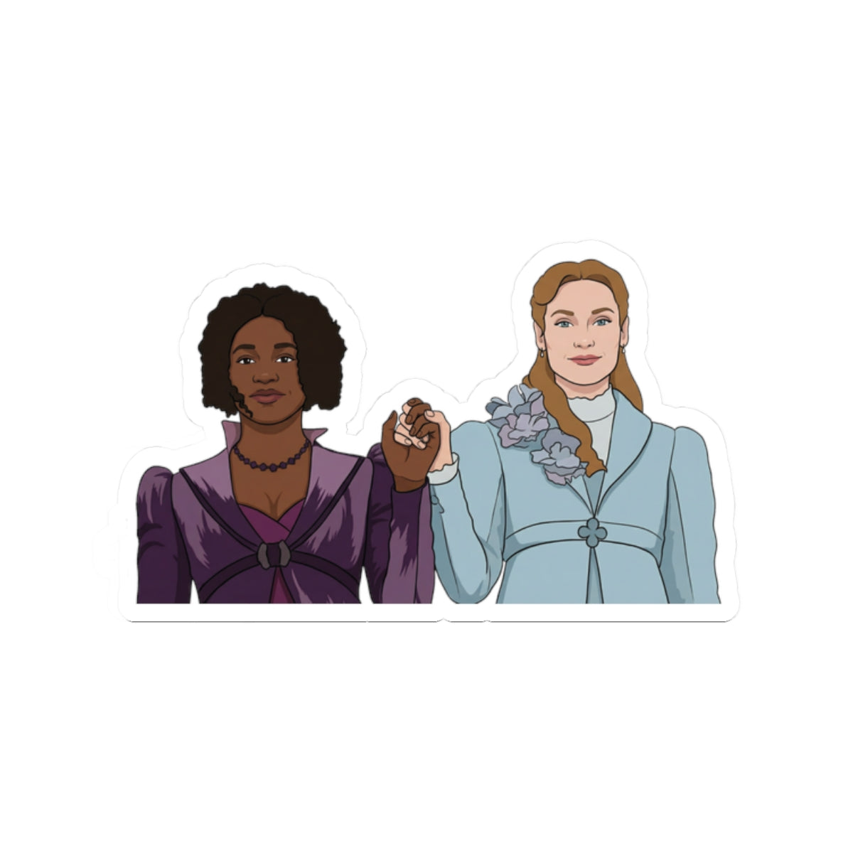 Francesca & Michaela Stirling Holding Hands Cartoon Sticker
