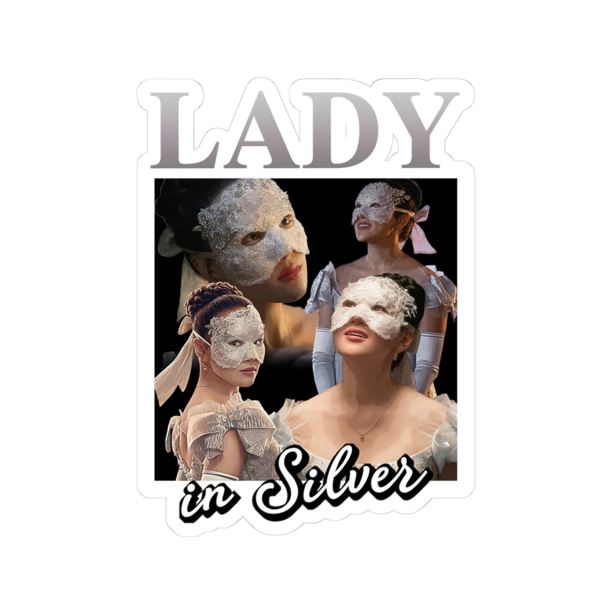 Lady In Silver 90's Bridgerton Netflix Sticker