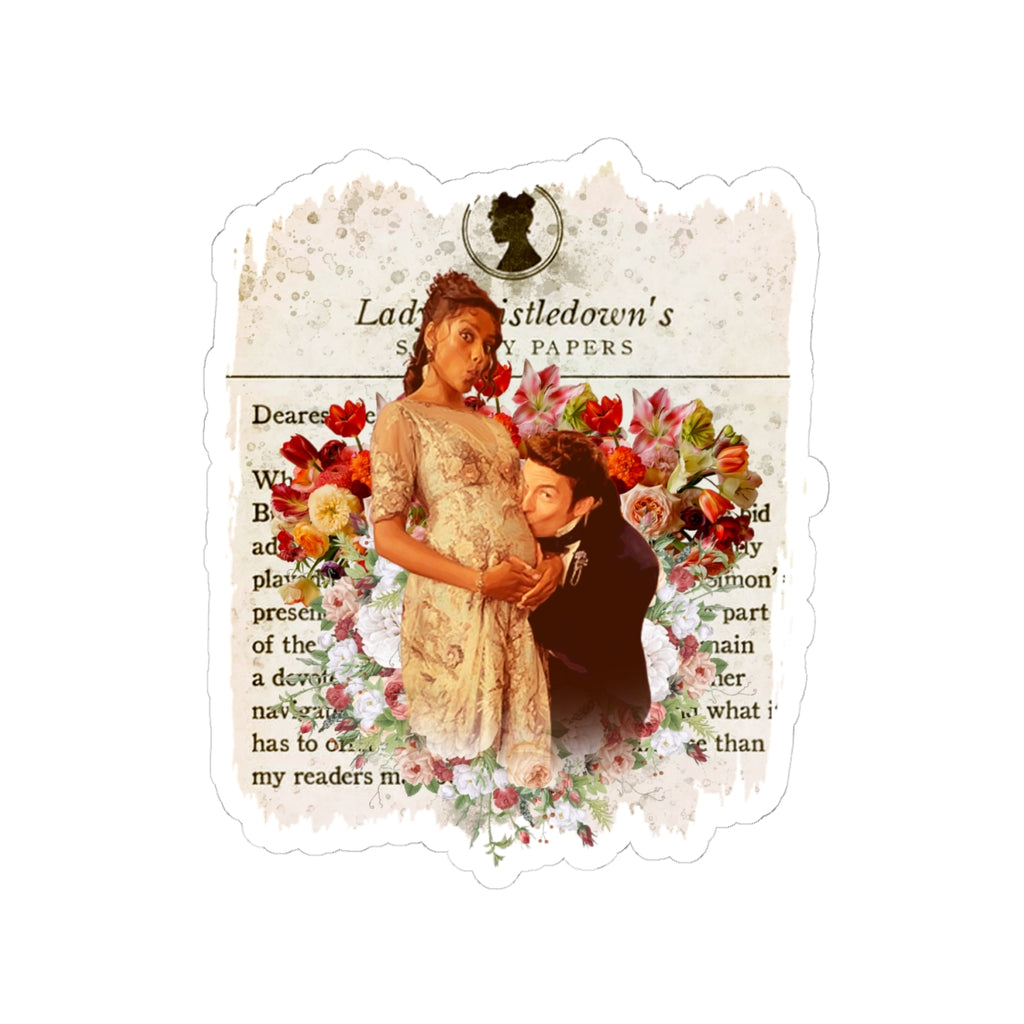 Anthony Bridgerton & Kate Bridgerton Pregnant Lady Whistledown Society Papers Netflix Sticker