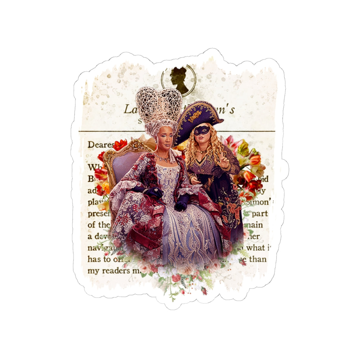 Queen Charlotte & Penelope Bridgerton Lady Whistledown Society Papers Netflix Sticker