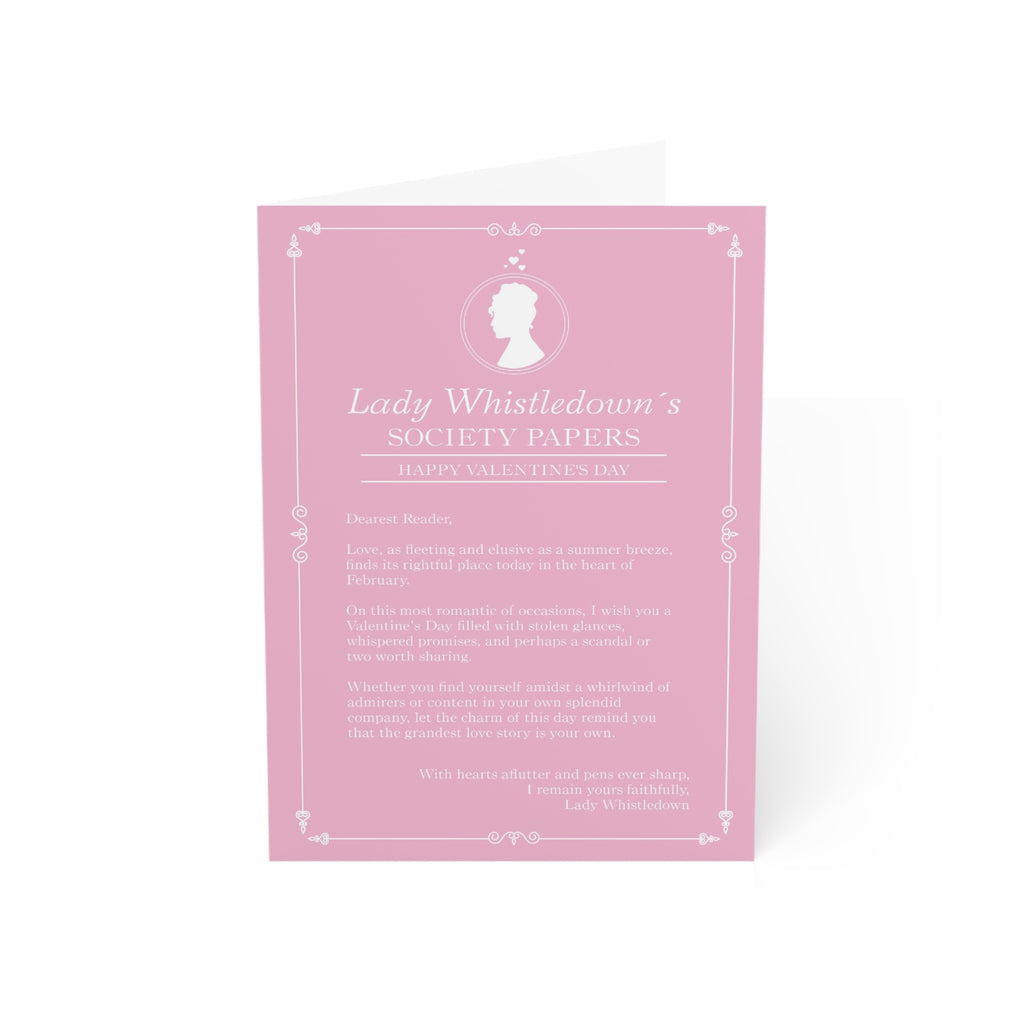 Lady Whistledown Happy Valentine's Day Pink Bridgerton Netflix Greeting Card